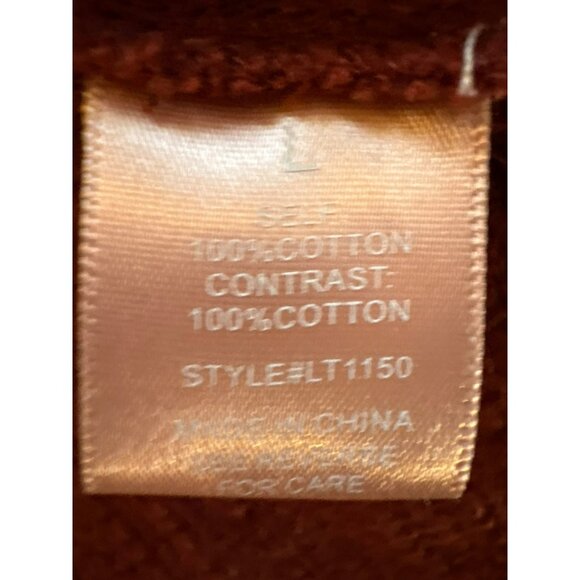 Lovecolette Rust 100% Cotton Textured Long Sleeve V-Neck Blouse Size Large - Picture 4 of 7
